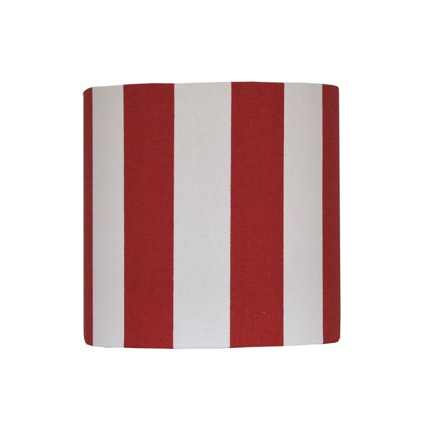 Red White Stripe Drum Lampshade-Canopy Stripe Lipstick Lamp Shade- Lampshade-Custom Made-To-Order-Home Decor-Table Lamp-Designer Lampshade