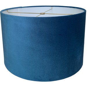 Royal Blue Velvet Drum Lampshade-Velvet  Lamp Shade- Lampshade-Custom Made-To-Order-Home Decor-Table Lamp-Blue Lampshade