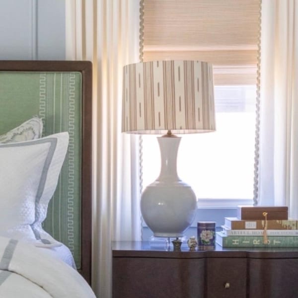 Natural  Stripe Ikat Drum Lampshade: Thibaut Custom Made-to-Order Table Lampshade
