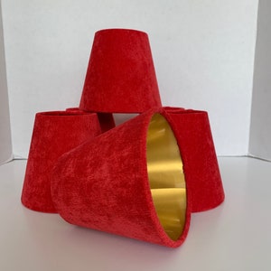 Listing is for one shade-Red Velvet Sconce Shades - Red  Gold Chandelier Shades  -Custom Made-Made To-Order-Home Decor-High End Shades
