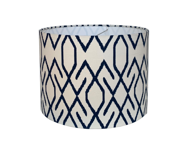 Navy Geometric Drum Lampshadeshadecustom Madetoorderhome Etsy