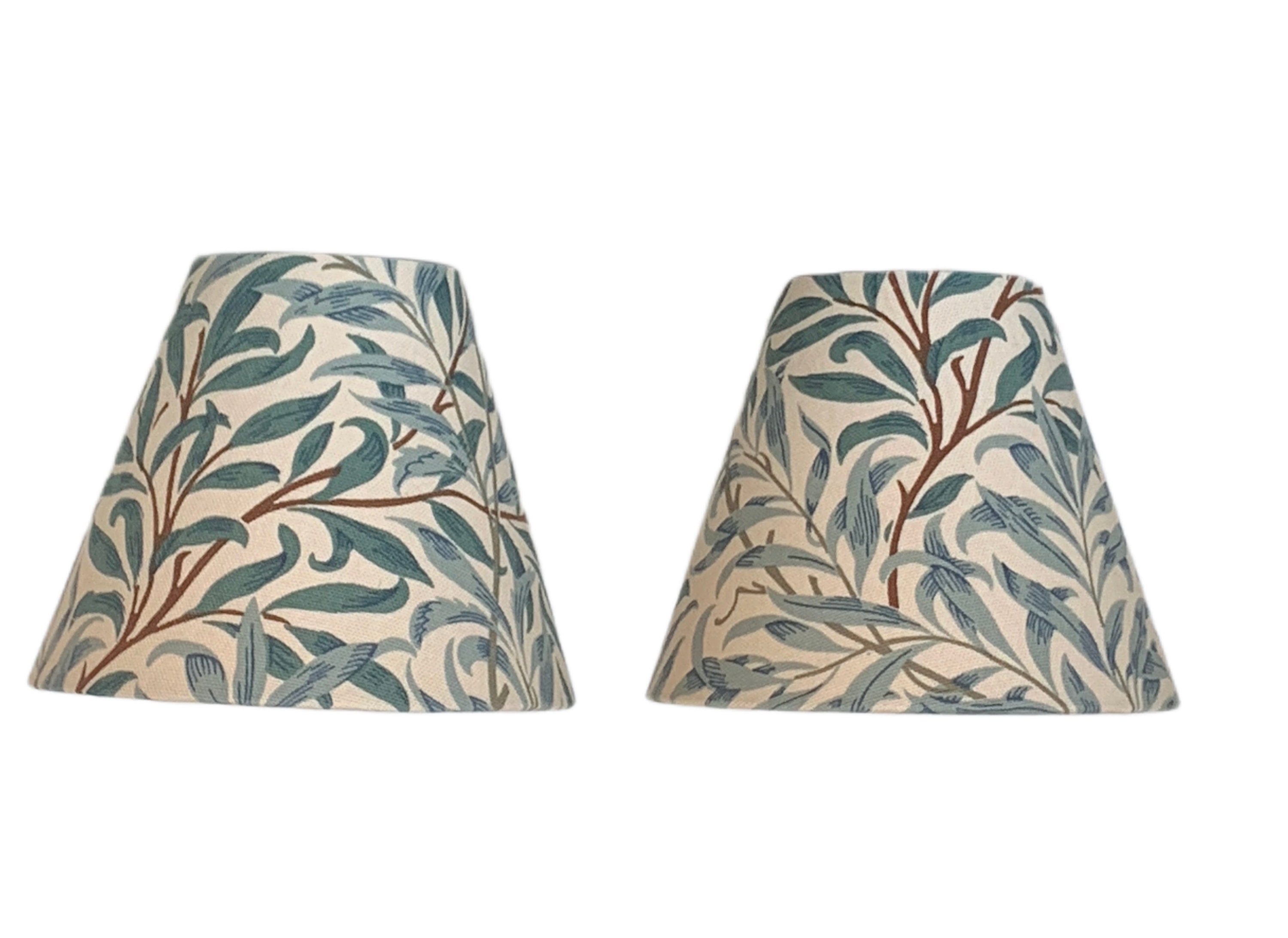 SOLD INDIVIDUALLY- William Morris Willow Bough Lampshades: Green Sconce or Chandelier Shade (Pair)