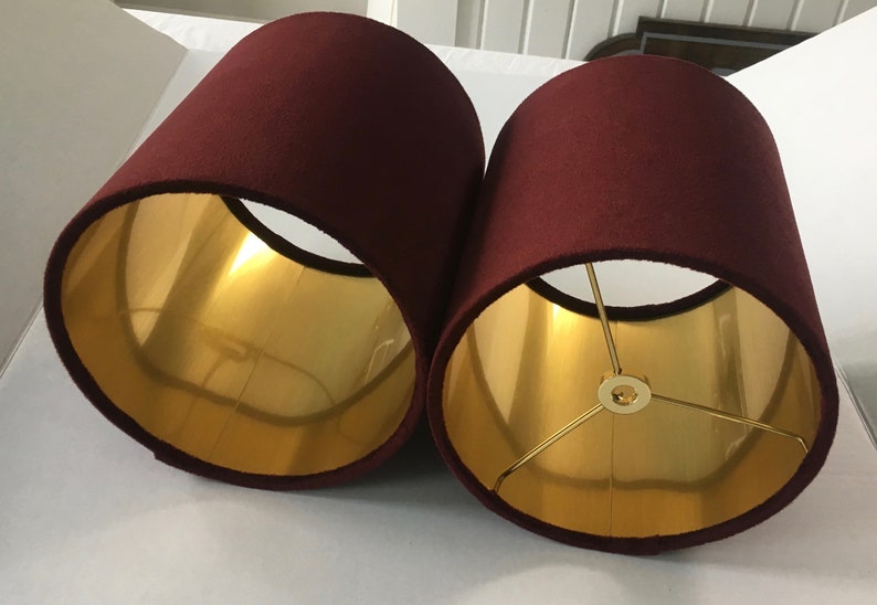Burgundy Velvet Drum Lampshadevelvet Lamp Shade Etsy