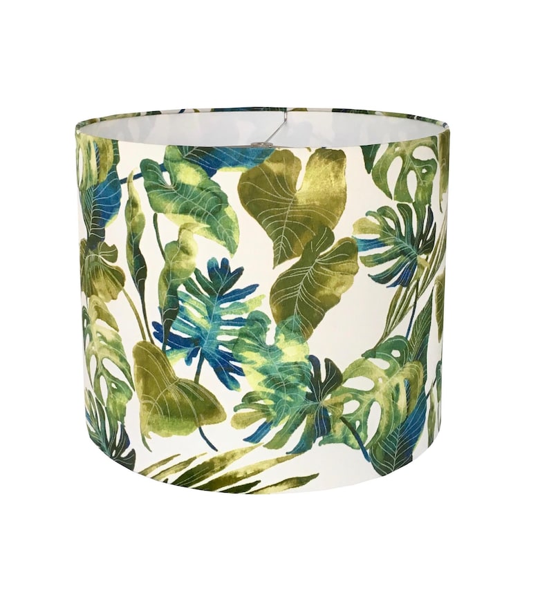 Custom Drum Indoor Outdoor Lamp Shade Palms Shades Green Lampshade Island Beach Decor Tommy Bahama Inky Jade Table