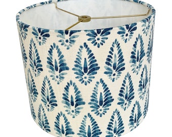 Blue Drum Lampshade-Patterned Lamp Shade- Lampshade-Custom Made-To-Order-Home Decor-Table Lamp-Blue Gold Lampshade-Print lampshade-Agave
