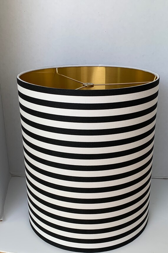 Home & Living Lamp Shades Stripe Black Drum Lampshade Black white Lamp ...