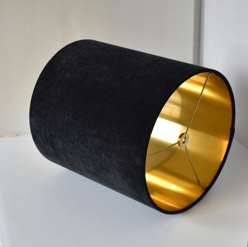 Black Gold Velvet Drum Lampshadevelvet Lamp Shade Etsy