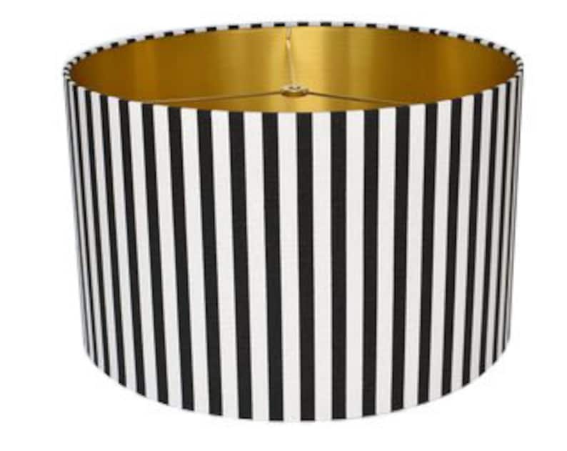 Stripe Black Drum Lampshadegold Black White Lamp Shade Etsy