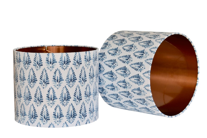 Blue Drum Lampshadepatterned Lamp Shade Lampshadecustom Etsy