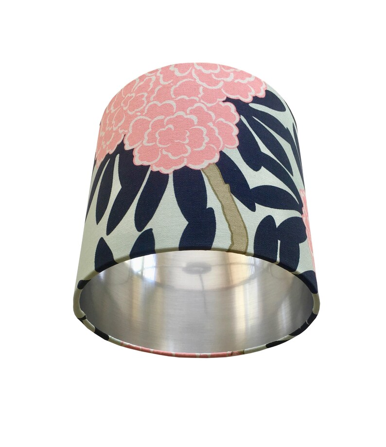 Caitlin Wilson Navy Fleur Chinoise Drum Lampshade Pink Fl Lamp Shade Custom Made To Order Home Decor Table High End