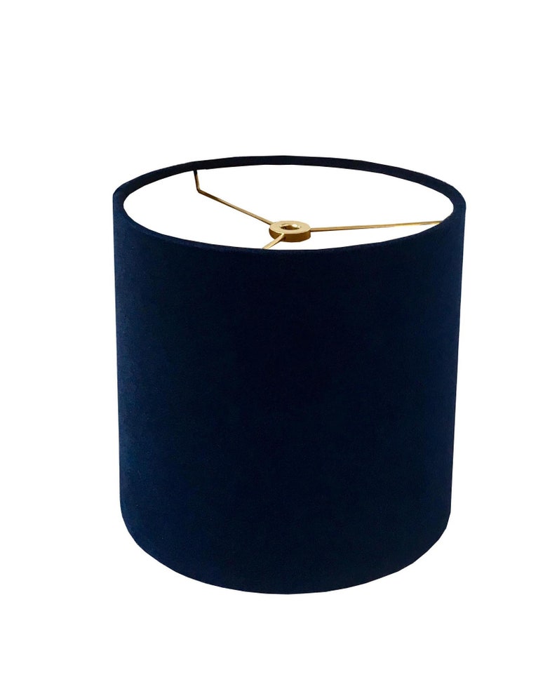 Navy Velvet Drum Lampshadevelvet Lamp Shade Lampshadecustom Etsy