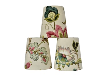 SOLD INDIVIDUALLY- Floral Sconce Shade: Pink, Teal & Gold Chandelier Shade
