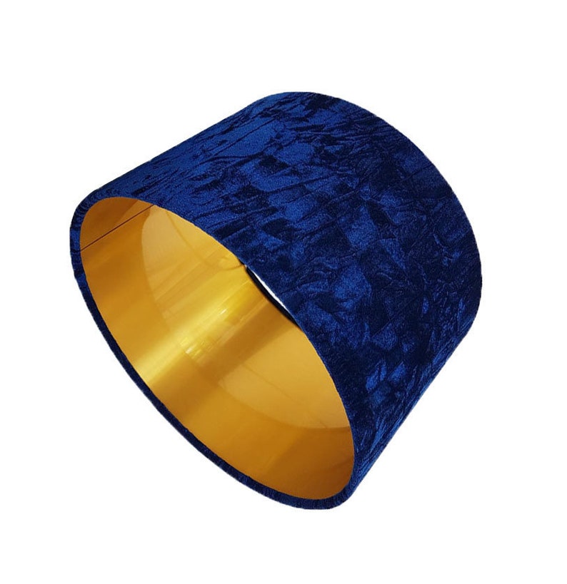 Navy Gold Crushed Velvet Drum Lampshadevelvet Lamp Shade Etsy