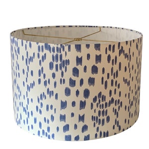 Cadet Blue Les Touches Drum Lampshade-Animal print Lamp Shade-Custom Made-Made To-Order-Home Decor-Table Lamp-High End Lampshade