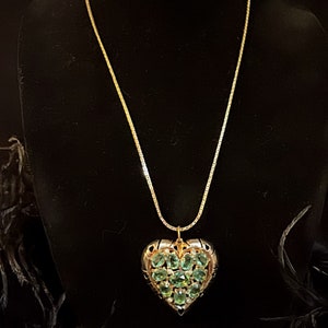 Fred Gray signed heart pendant, gold-tone necklace.