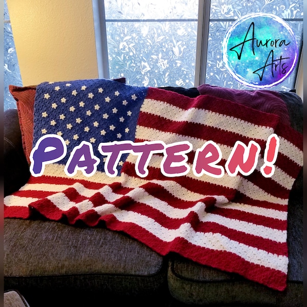 American Flag Blanket Display - Crochet Pattern