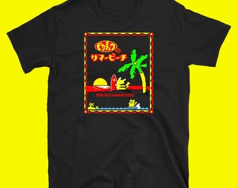 Pikachu Surfing Pixel Art Japanese Streetwear Shirt