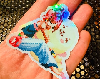 Momoko King Of The Fighters Pixel Art Holographic Sticker