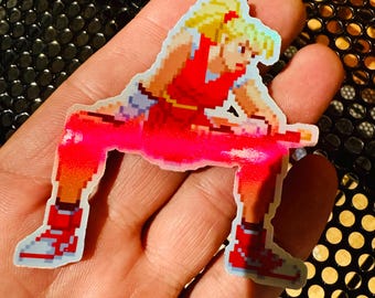 Maki Street Fighter Pixel Art Holographic Sticker