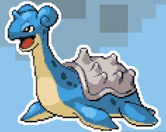 Lapras Pokemon Holographic Pixel Art Sticker #2