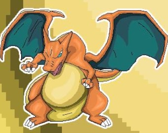Adesivo olografico pixel art Charizard Pokemon n. 16