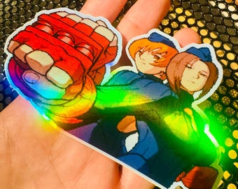 Juli & Juni Street Fighter Alpha Pixel Art Holographic Sticker