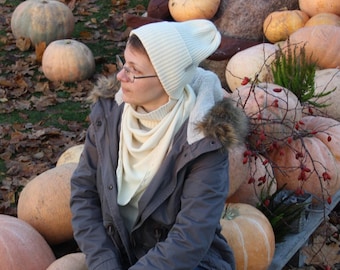Merino Wool Knit Beanie Hat: Unisex Cuffed Fisherman Style