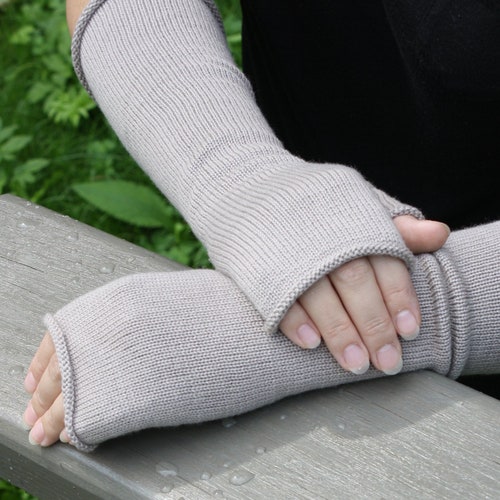 Pure Merino Wool Long Fingerless Gloves Wool Yoga Arm Warmers Etsy