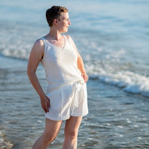 Basic Linen Tank Top, Cami Linen Top for Women, Knit Sleeveless Linen Shirt