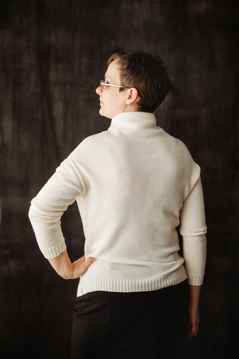 Roll Neck Jumper, Merino Wool Sweater, Crew Clothing Funnel Neck Pullover image 5