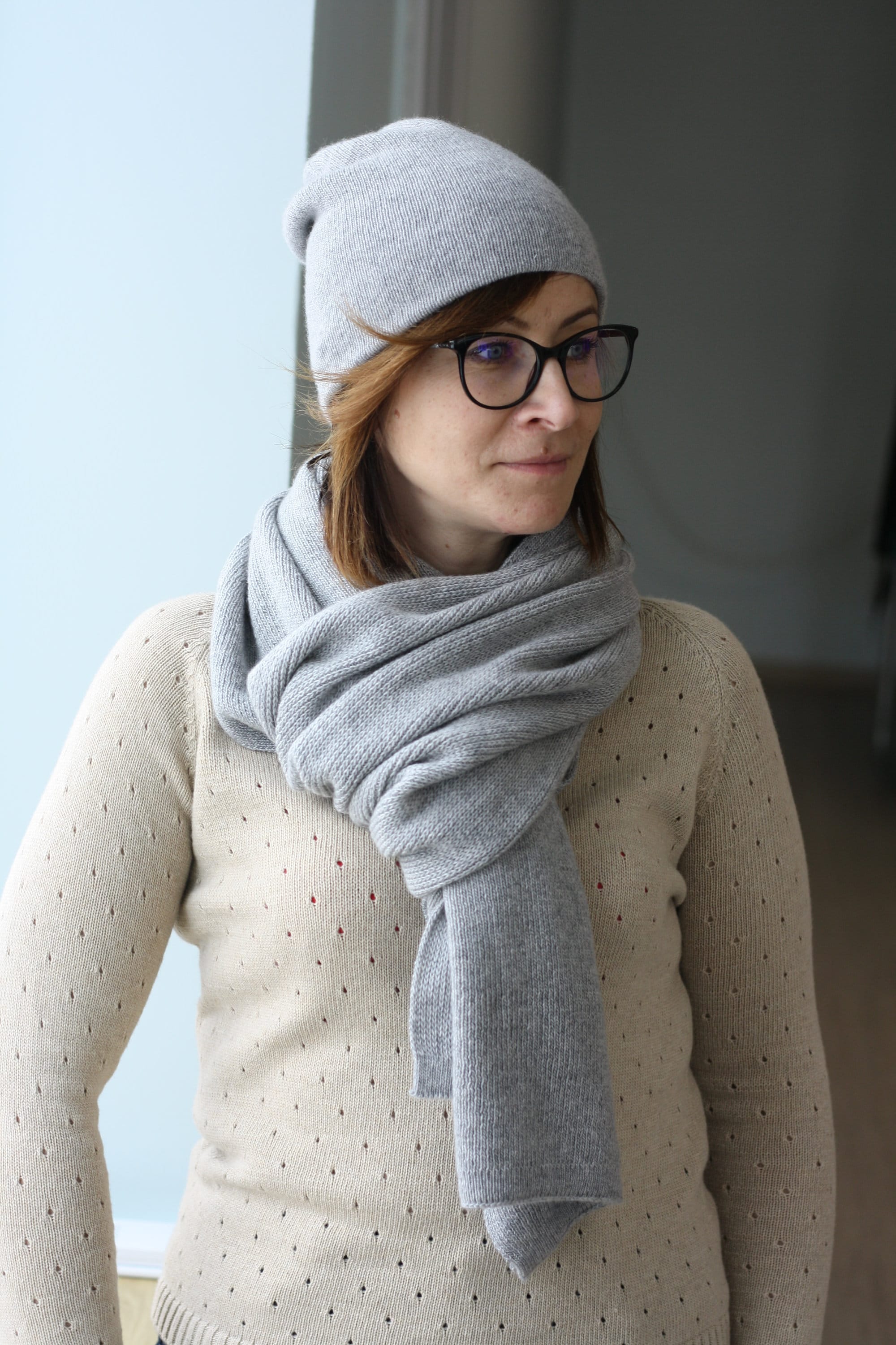 Hand Knit Cashmere Slouchy Beanie: Double Knit Winter Hat - Etsy display picture 1