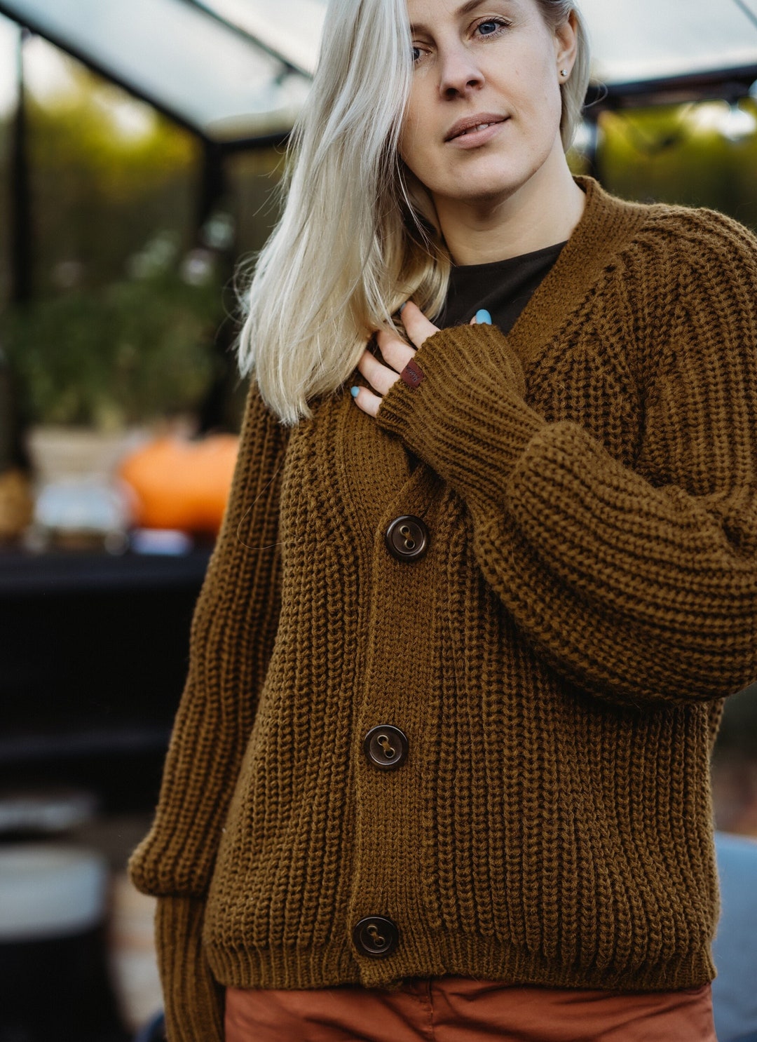 Classic Ribbed Knit Alpaca Cardigan, Chunky Knit Button up Classic Ribbed Knit Alpaca Cardigan, Chunky Knit Button up