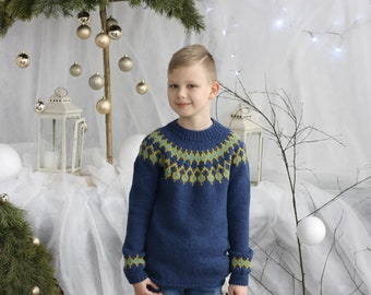 Fair isle kids pullover, sustainable clothing, chunky knit toddler sweater