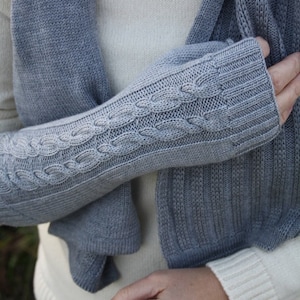 Winter Women&#39;s Knit Wool Wrist Warmers, Merino Wool Fingerless Long Gloves