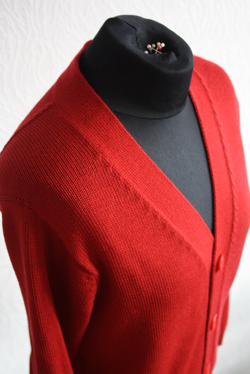 Merino Wool Cardigan, Button Down Winter Sweater, V-Neck Womens Wool Jacket, Basic Cardigan Red