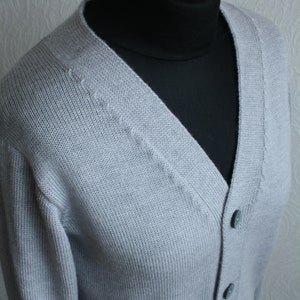 Merino Wool Cardigan, Button Down Winter Sweater, V-Neck Womens Wool Jacket, Basic Cardigan Light Grey