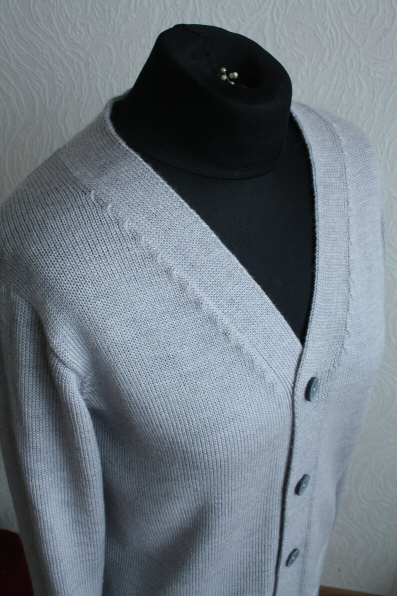 Merino Wool Cardigan, Button Down Winter Sweater, V-Neck Womens Wool Jacket, Basic Cardigan Light Grey