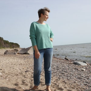 Handgjord linnestickad tröja: Boxig grov tröja bild 7