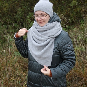 Cashmere Long Travel Wrap, Knit Blanket Scarf, Knit Cashmere Scarf, Winter Cosy Wrap