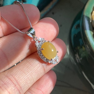 Yellow Jadeite Pendant Necklace Certified 100% Natural Grade A