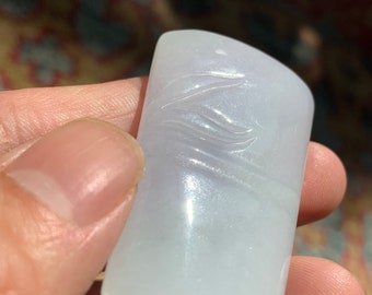 Colgante de jadeíta de bambú de la suerte y lavanda, 100 % natural, grado A