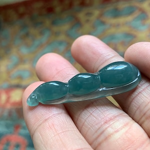 Icy Blue Pea-Pod Jadeite Pendant Certified 100% Natural Grade A