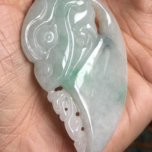 Light Green Dragon Sword Jadeite Pendant Certified 100% Natural Grade A