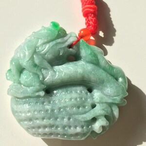 Green Dragon Peanut Jadeite Pendant Certified 100% Natural Grade A