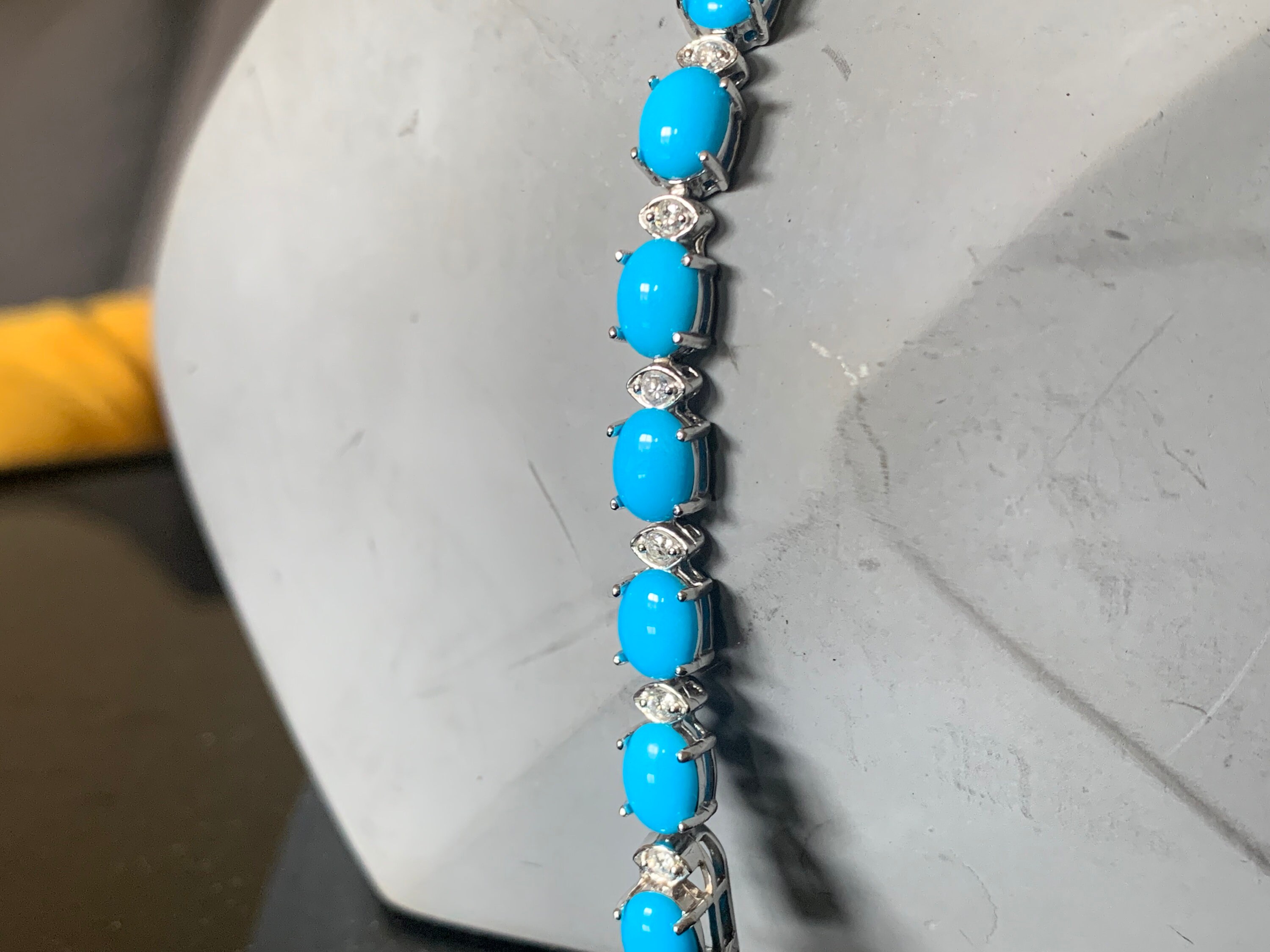 Arizona Sleeping Beauty Turquoise Diamonds Bracelet 14K Arizona Sleeping Beauty Turquoise Diamonds Bracelet 14K