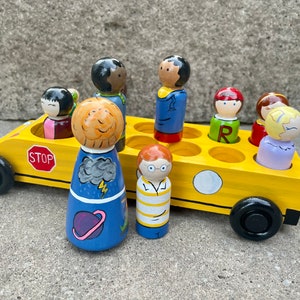 Magic School Bus Handpainted Wooden Peg Doll Toys with or without Bus image 5