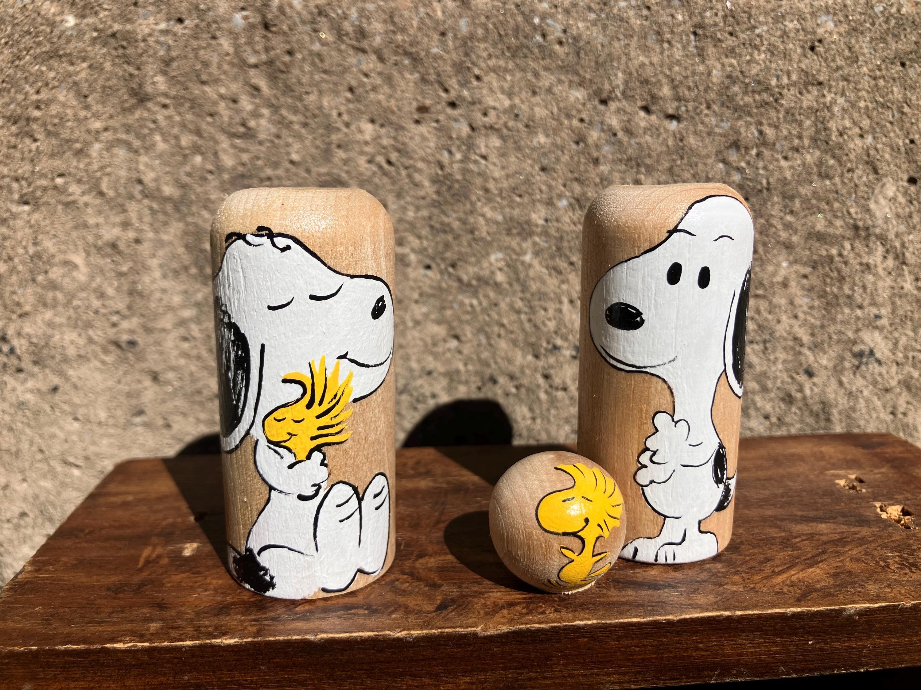 Peanuts Handpainted Wooden Peg Doll Toys - Charlie Brown, Snoopy
