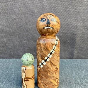 Star Wars and Mandalorian Handpainted Wooden Peg Dolls Grogu Baby Yoda image 4