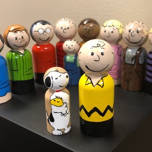Peanuts Handpainted Wooden Peg Doll Toys Charlie Brown, Snoopy, and Others Natural Toys image 4