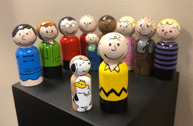 Peanuts Handpainted Wooden Peg Doll Toys Charlie Brown, Snoopy, and Others Natural Toys image 4